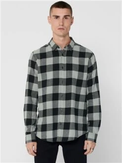 Only & Sons Grey / Griffin Slim Fit Checked Shirt -Jack & Jones Store 28917 3
