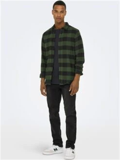 Only & Sons Green / Forest Night Slim Fit Checked Shirt -Jack & Jones Store 28918 2