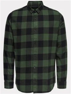 Only & Sons Green / Forest Night Slim Fit Checked Shirt
