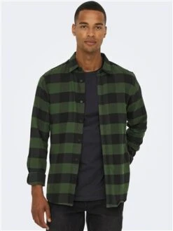 Only & Sons Green / Forest Night Slim Fit Checked Shirt -Jack & Jones Store 28918 3
