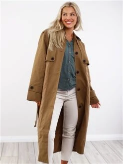 Only Brown / Otter Orchid Quilted Trench Coat