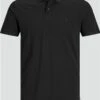Jack & Jones Black / Black Plain Spread Collar Polo