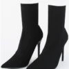 Public Desire Black Mirival Knitted Stiletto Sock Ankle Boot