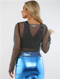 Saint Genies Black Mesh Chainmail Diamante Top -Jack & Jones Store 28957 3