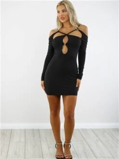 Saint Genies Black Bodycon Mini Dress With Cut Out -Jack & Jones Store 28959 2