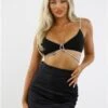 Saint Genies Black Julia Diamante Rope Trim Crop Top