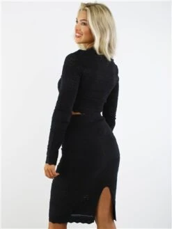 Saint Genies Black Crochet Knit Midi Skirt -Jack & Jones Store 28965 3