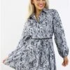Saint Genies Grey Animal Print Shirt Dress