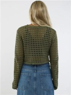Missy Empire Khaki Reese Crochet Crop Top -Jack & Jones Store 28972 3