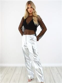 Noisy May Black / Black Yara L/S O-Neck Mesh Net Top -Jack & Jones Store 28987 2