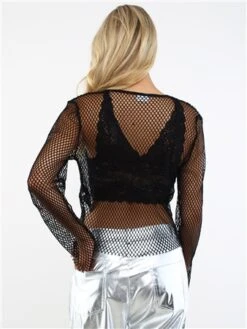 Noisy May Black / Black Yara L/S O-Neck Mesh Net Top -Jack & Jones Store 28987 3