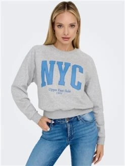 Only Grey / Light Grey Melange Laney New York O Neck Box Sweater