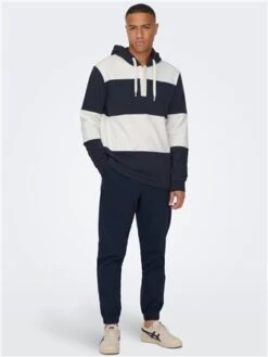 Only & Sons Dark Navy Colin Stripe Sweat Hoodie -Jack & Jones Store 29036 2