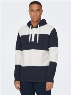 Only & Sons Dark Navy Colin Stripe Sweat Hoodie -Jack & Jones Store 29036 3