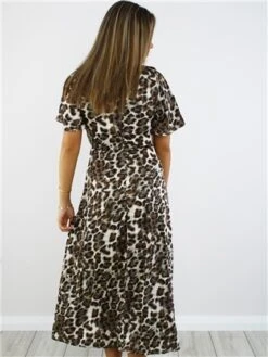 Girl In Mind Animal Print Serena Angel Sleeve Split Leg Midi Dress -Jack & Jones Store 29060 3