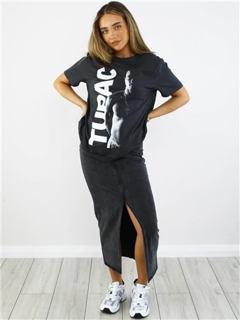 Amplified Charcoal Tupak Shakur Printed T-Shirt 3 Amplified Charcoal Tupak Shakur Printed T-Shirt - Image 3