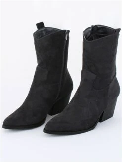 Krush Black Faux Suede Cowboy Boot