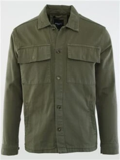 Brave Soul Sage Green Button Through Collar Detail Cotton Shacket