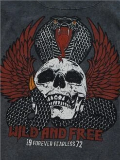 Brave Soul Black Acid Wash Skull Printed Overhead Hoody -Jack & Jones Store 29085 2