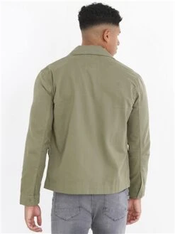 Brave Soul Sage Green Pocket Detail Zip Through Twill Jacket -Jack & Jones Store 29089 2