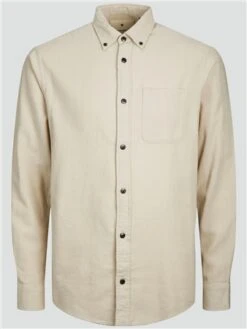 Jack & Jones Cream / Island Fossil Blubrook Solid Twill Shirt