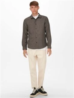 Only & Sons Blue / Dark Navy Regular Fit Check Shirt -Jack & Jones Store 29115 2