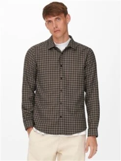 Only & Sons Blue / Dark Navy Regular Fit Check Shirt -Jack & Jones Store 29115 3