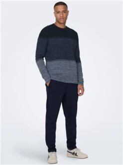 Only & Sons Blue / Dress Blues Knitted Pullover Crew Neck -Jack & Jones Store 29116 2