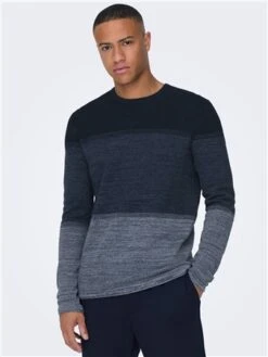 Only & Sons Blue / Dress Blues Knitted Pullover Crew Neck -Jack & Jones Store 29116 3