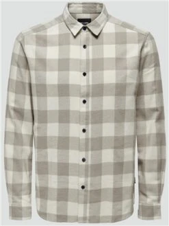 Only & Sons White / Antique White Slim Fit Checked Shirt
