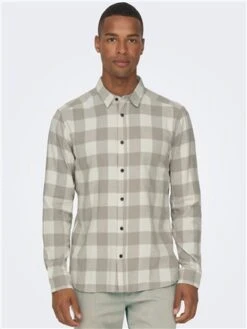 Only & Sons White / Antique White Slim Fit Checked Shirt -Jack & Jones Store 29146 3