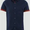 Alex & Turner Navy/Red Pattern Print Short Sleeve Shirt