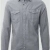 Jack & Jones Grey / Light Grey Denim Regular Fit Western Styled Shirt