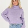 Brave Soul Lavender High Neck Knit Jumper