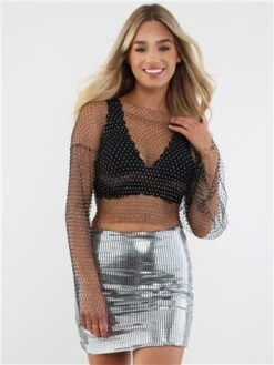 Glamorous Silver Disco Sequin Mini Skirt