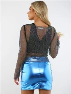 Saint Genies Electric Blue Faux Leather Metallic Mini Skirt -Jack & Jones Store 29197 3