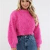 Glamorous Pink Knit Long Sleeve Jumper