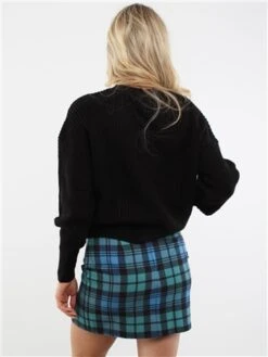 Saint Genies Green / Blue Tartan Print Split Mini Skirt -Jack & Jones Store 29209 3