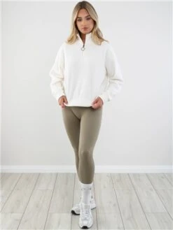 Brave Soul Cream Zip Detail Cropped Polar Fleece Sweatshirt -Jack & Jones Store 29227 2