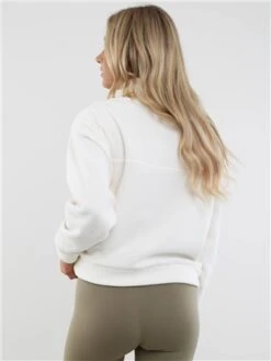 Brave Soul Cream Zip Detail Cropped Polar Fleece Sweatshirt -Jack & Jones Store 29227 3