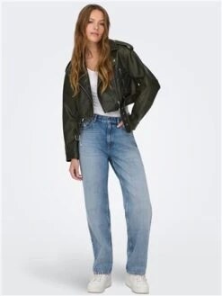 Only Black / Black Ella Faux Leather Washed Biker Jacket -Jack & Jones Store 29249 2