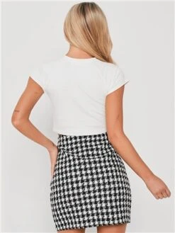 Saint Genies Black / White Houndstooth Tweed Skirt -Jack & Jones Store 29255 3