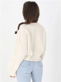 Brave Soul Oatmeal Chunky Cable Knit Button Through Cardigan -Jack & Jones Store 29266 3