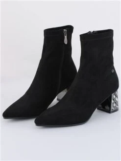 Zanni Black Diamante Heel Boot