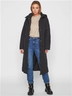 Vila Black Kante Long Quilted Coat -Jack & Jones Store 29293 2