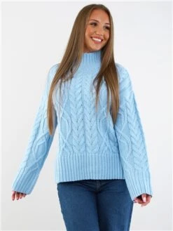 Brave Soul Blue Cable Knit Jumper