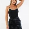 Saint Genies Black Bodysuit With Strappy Cross Over Back