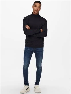 Only & Sons Black / Black Roll Neck Knitted Pullover -Jack & Jones Store 29325 2