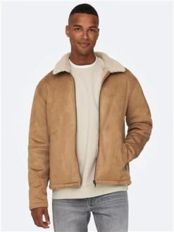 Only & Sons Toasted Coconut Royce Shearing Jacket -Jack & Jones Store 29333 3