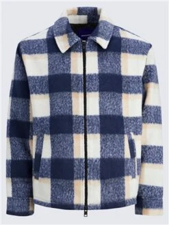 Jack & Jones Navy Blazer/Check Cole Check Jacket